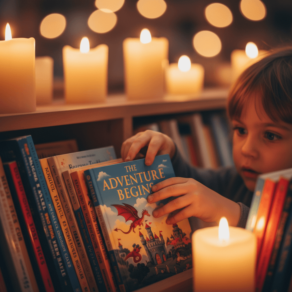 Young reader discovering a book at The Book Barn