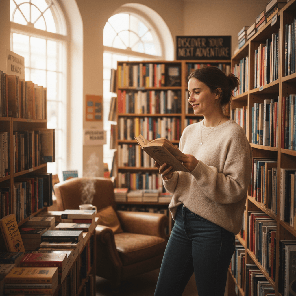 Customer browsing affordable books