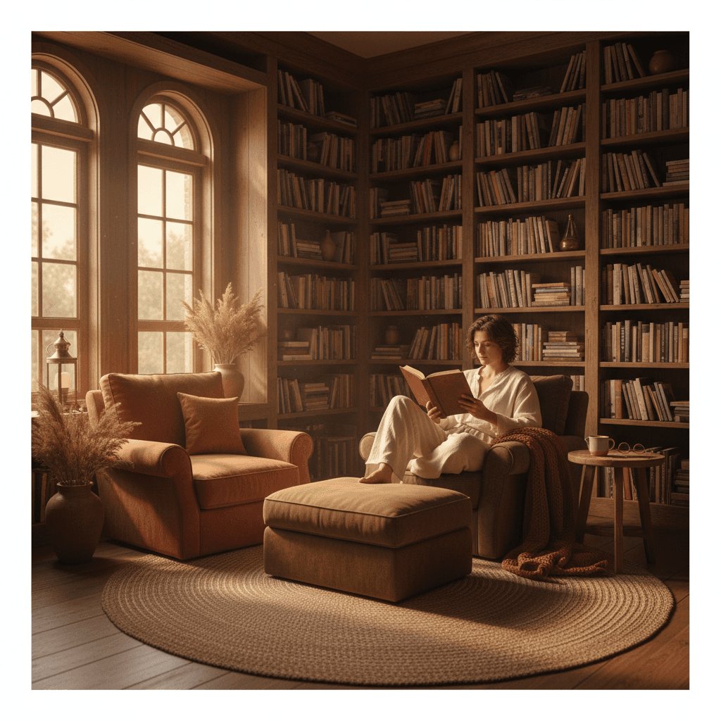 Comfortable reading space at The Book Barn in Fillmore